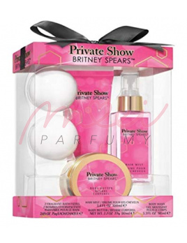 Britney Spears Private Show SET: Vlasová hmla 100ml + Sprchovací gél 98ml + Telové maslo 80ml + 2x Šumivá tableta do kúpeľa